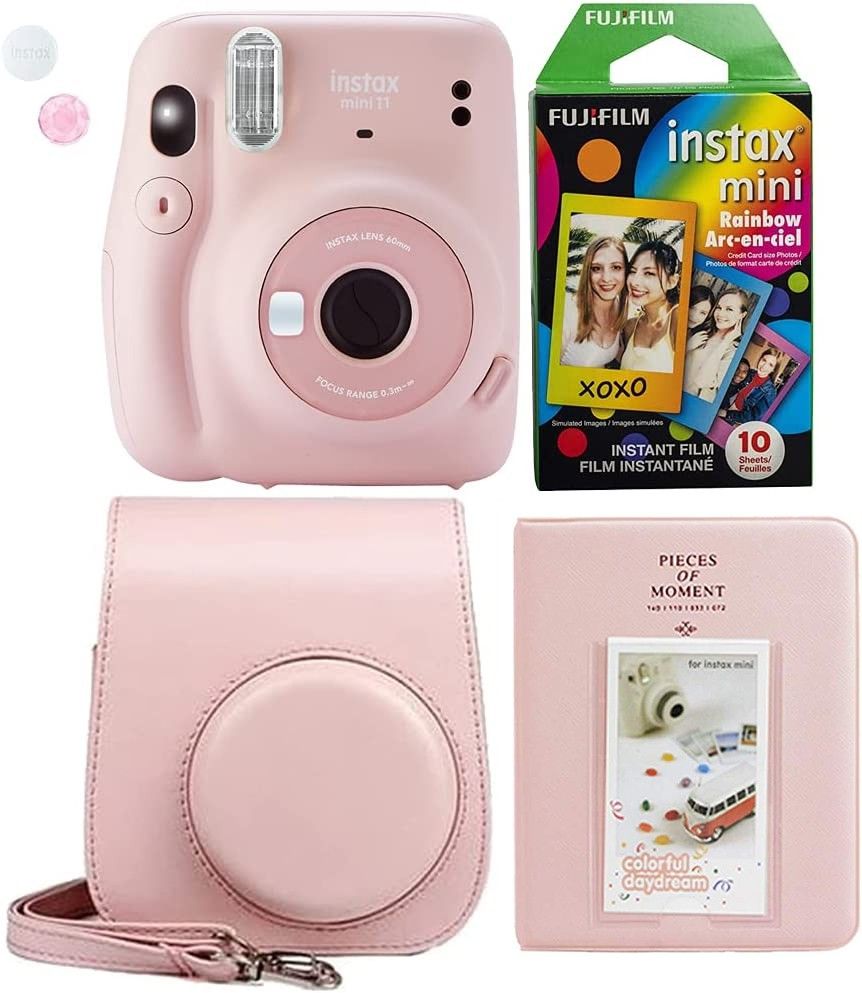 FUJIFILM instax mini 11 Instax Mini 11 Blush Pink Instant Camera with rainbow film, pouch and album Instant Camera image
