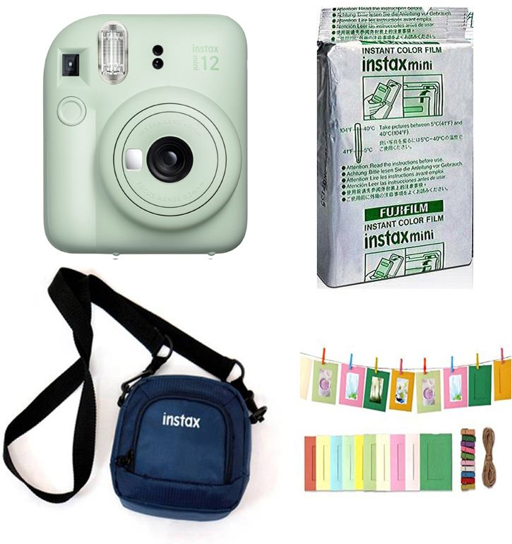 FUJIFILM Instax mini 12 Pastel Blue Instant Camera+10x1 Film+Instax Blue Carrying Case with bunting1 Instant Camera-image-19
