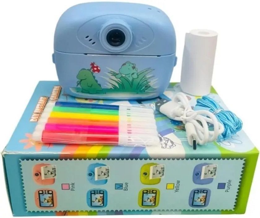 Teqbot Digital Instant photo Printer Camera Blue colour instant photo printer cemera-KIds Boyes & Girls. Instant Camera-image-0