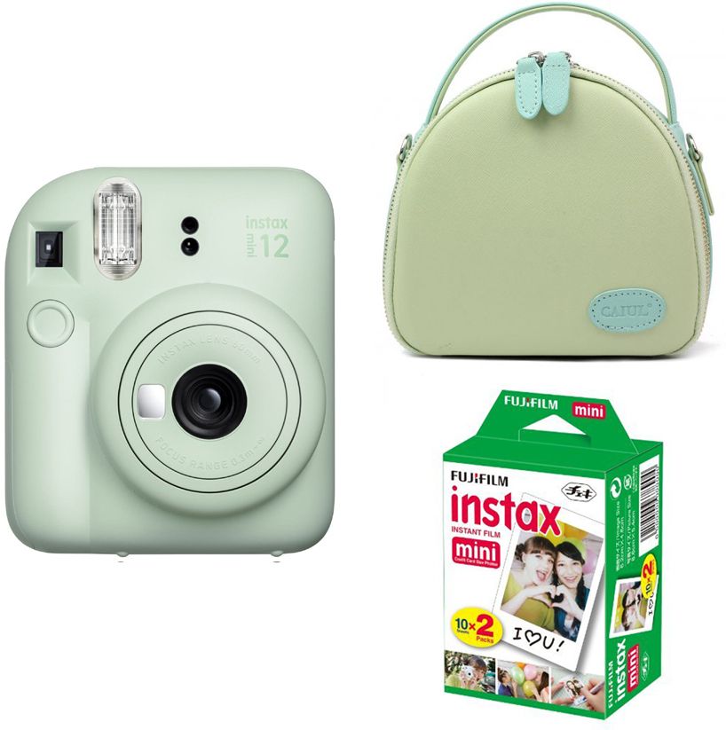 FUJIFILM Instax mini 12 Mint Green Camera with green shell bag and 20 Shots film Instant Camera-image-9