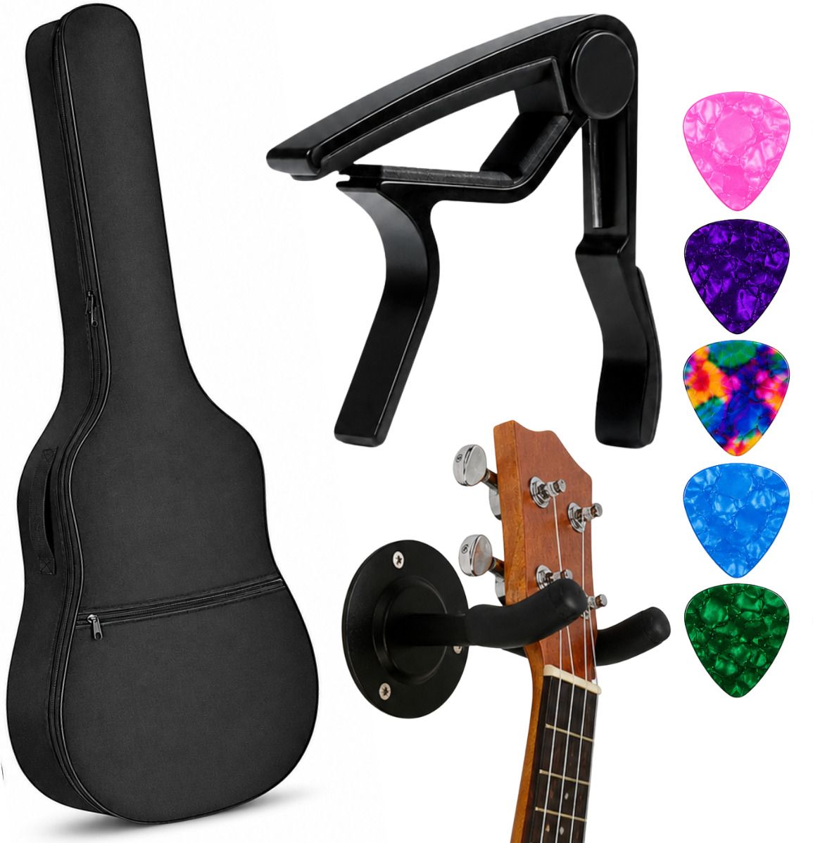 imaginea Guitar Accessories Kit | Guitar Gig Bag, Capo, Wall Mount Hanger & 5 Picks Guitar Bag-picture-18
