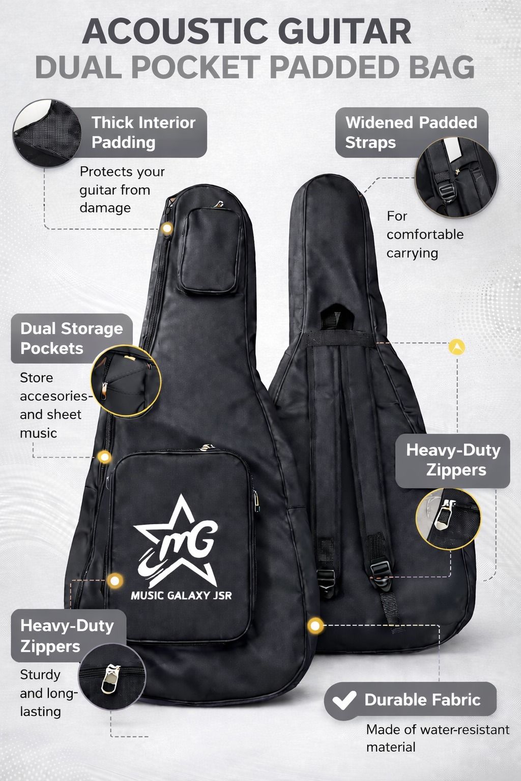 music galaxy HEAVY PADDED GUITAR BAG A23 Guitar Bag-picture-26