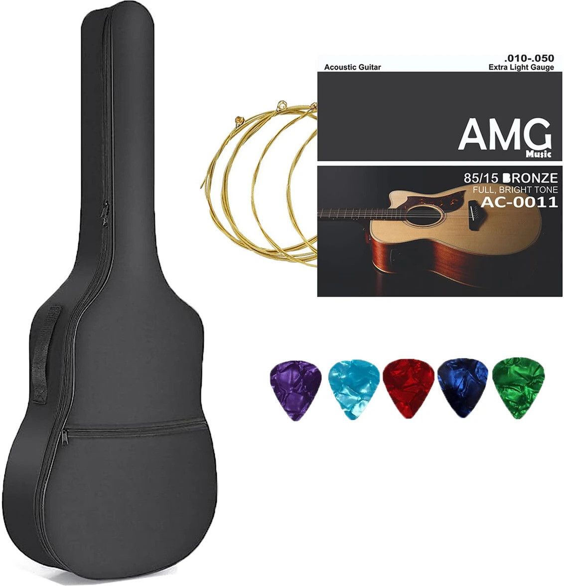 Acoustic Guitar Bag for 38,40,42 inch Guitars with String Set Waterproof Padded Guitar Bag-image-2