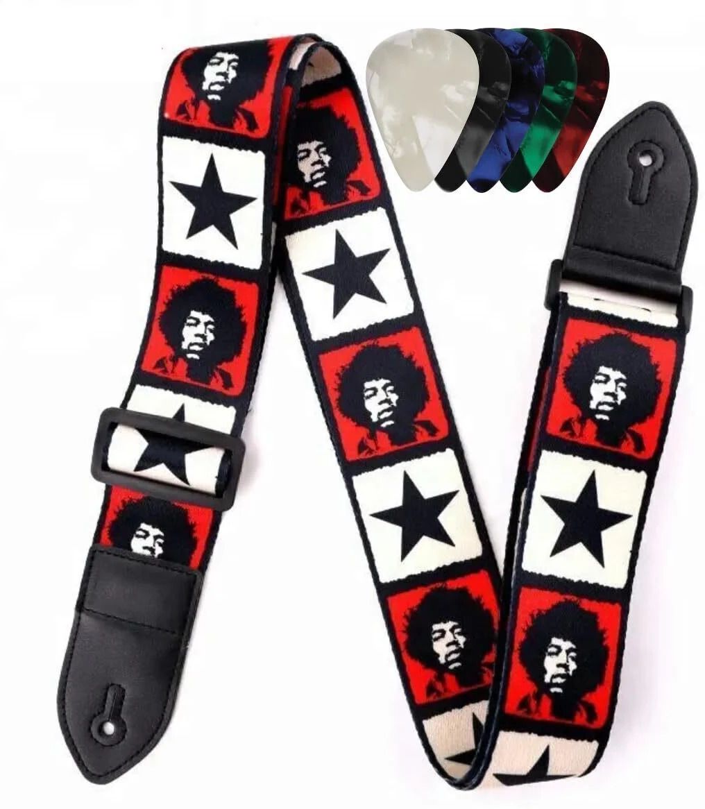 mocking bird Guitar Strap Adjustable Buckle with 5 Picks For Acoustic/Bass/Electric Guitars Polyester, Nylon Strap-picture-21