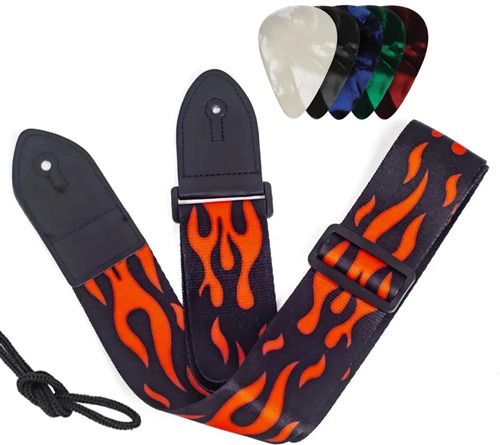 pleasure Adjustable Guitar Strap with PU Leather Ends | Modern & Comfortable Design Nylon, Polyester Strap-picture-11