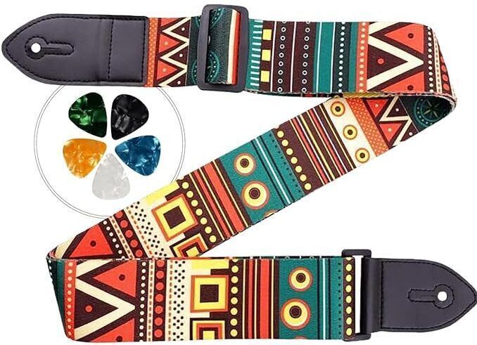 rythm enterprises Guitar Strap Adjustable Strap for Electric, Acoustic Guitar with 5 Picks Polyester Strap-picture-26
