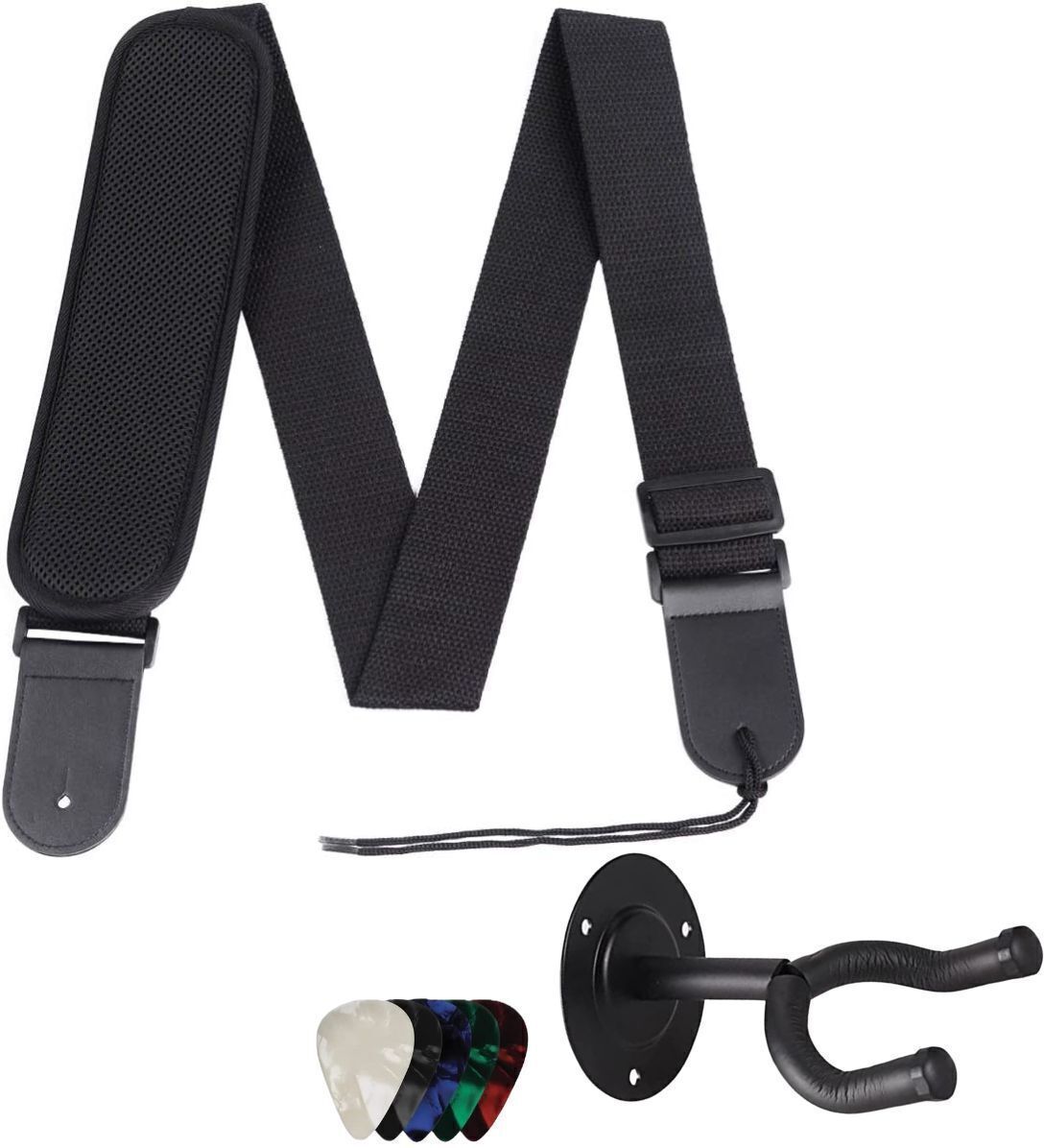 Guitar Belt with Picks & Hanger For Acoustic Guitar, Bass & Electric Guitar Nylon Strap-image-36