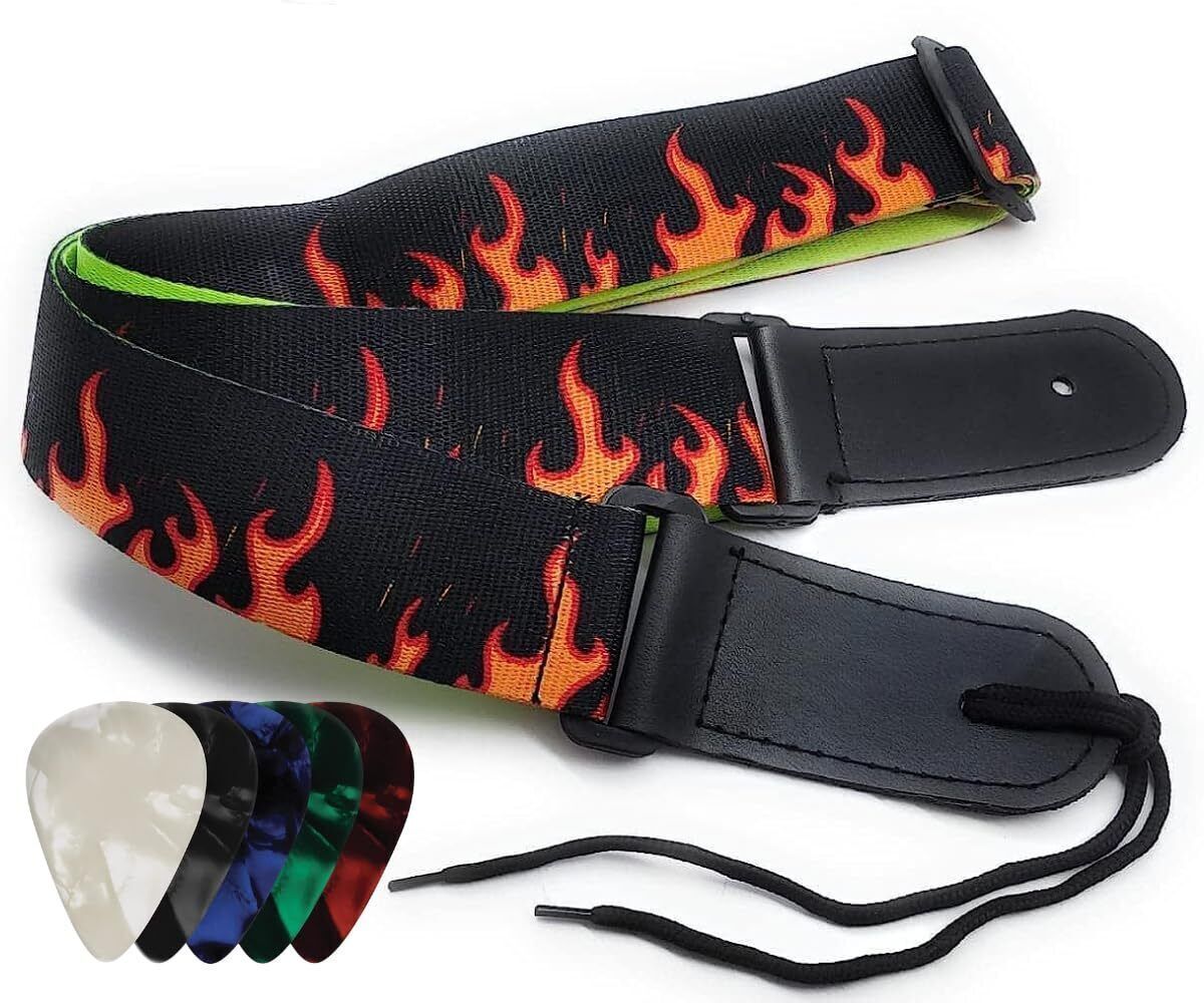 Guitar Strap with Picks Adjustable Guitar Belt For Acoustic/Bass/Electric Guitar Polyester Strap-image-17