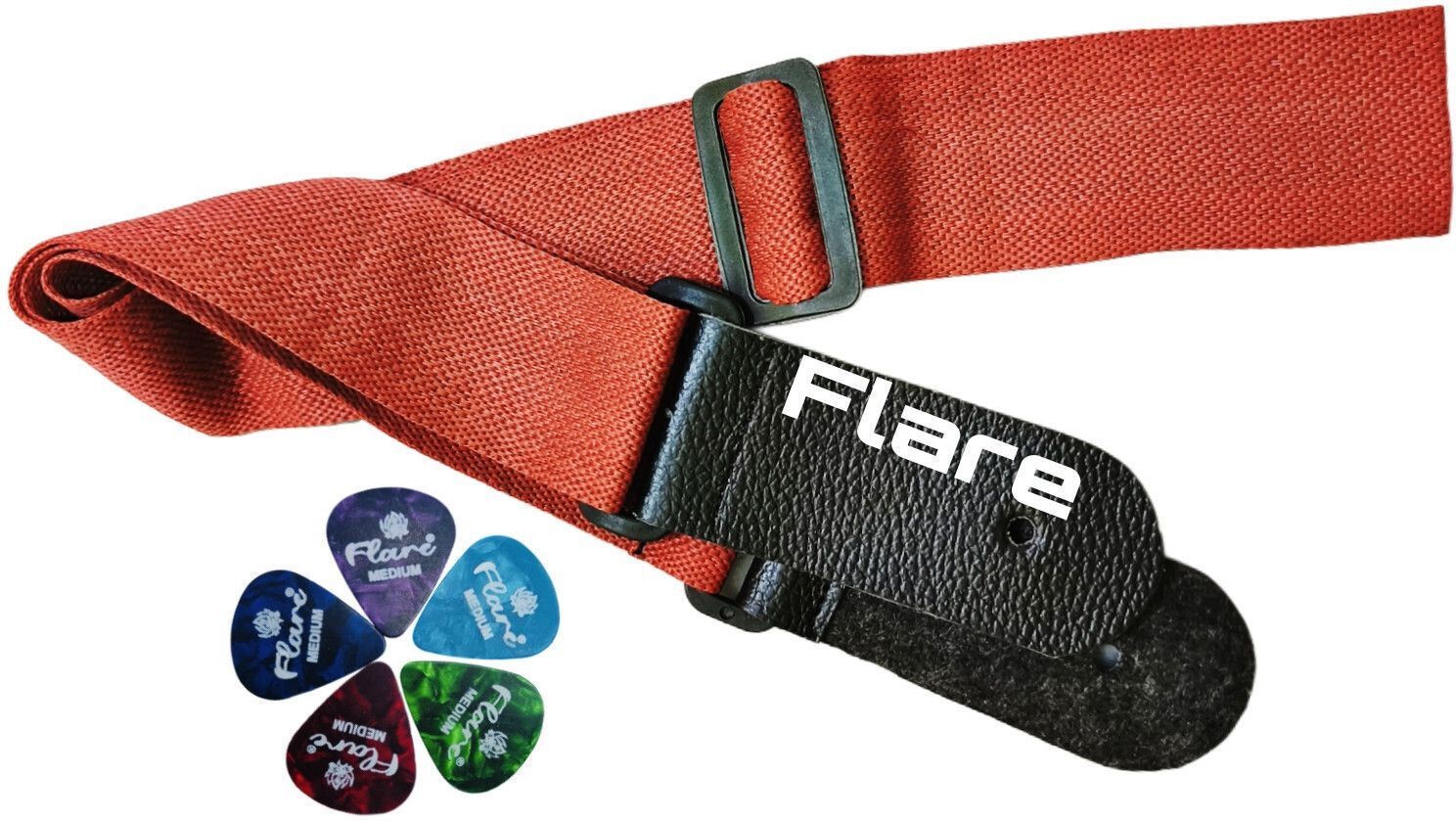 rythm enterprises Adjustable Strap/Belt for Guitar and Ukulele (Orange) with 5 picks free Nylon Strap-picture-34