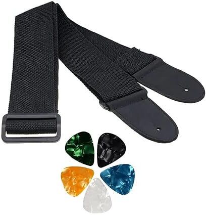 rythm enterprises Strap for Acoustic Guitar Belt with Adjustble Buckle, Black Polyester Strap-picture-28