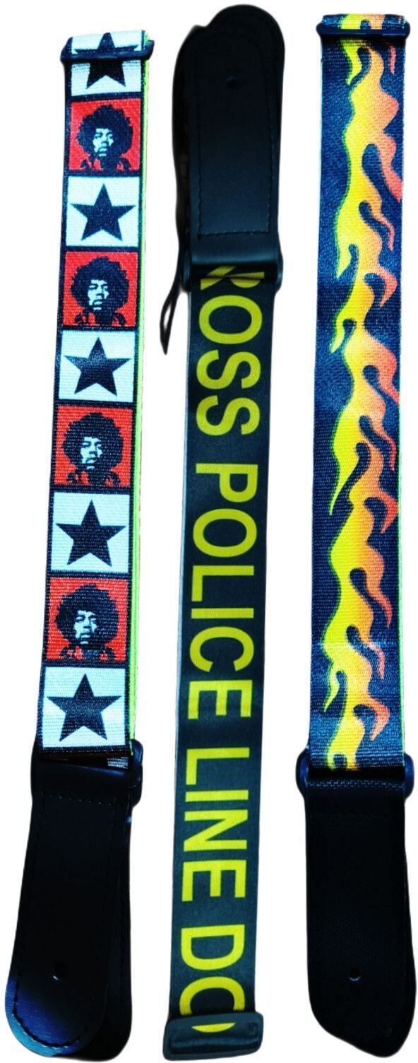 rythm enterprises Adjustable Star, Fire & Policeline Guitar Strap 3pcs Nylon Strap-picture-43