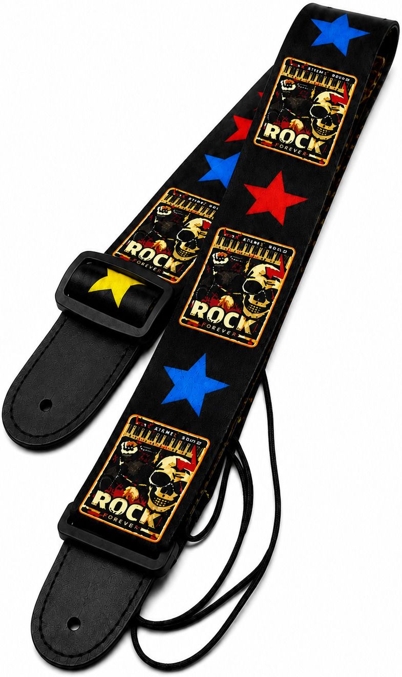 ADHMART Adjustable Guitar Strap Double Side Print Rock Print 150 cm Nylon Strap-image-10