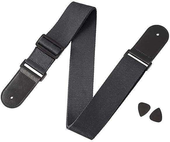 rythm enterprises Adjustable Guitar Strap for Acoustic Guitar with PU Leather Ends (NAVY BLUE) Polyester Strap-picture-11