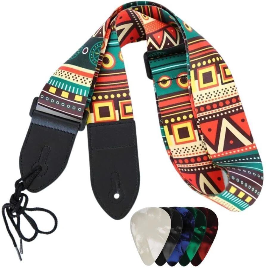 Adjustable Guitar Strap Belt with 5 Picks for Acoustic/Electric/Bass Guitars Polyester, Nylon Strap-image-12