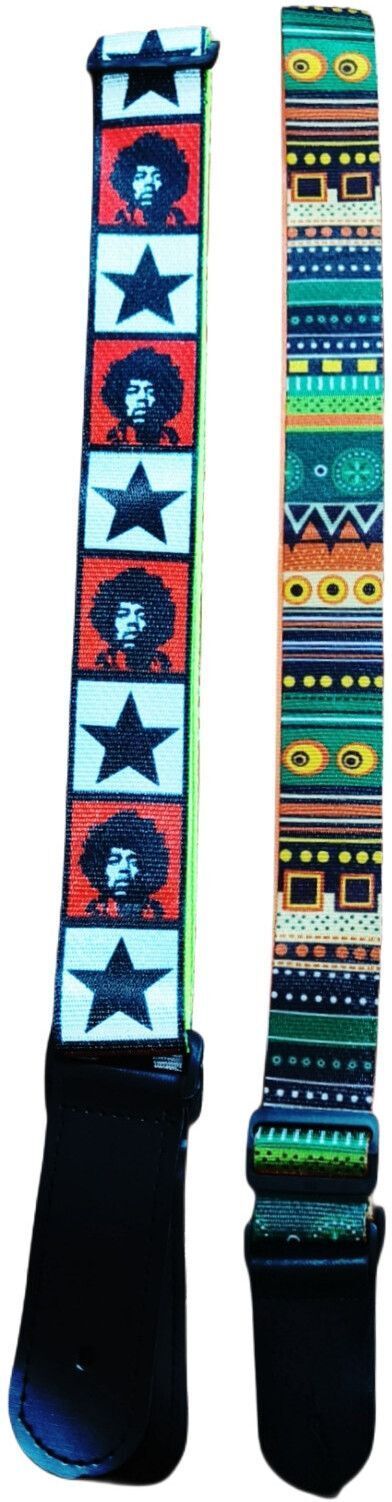 rythm enterprises Adjustable Star & Multigreen Guitar Strap 2pcs Nylon Strap-picture-33