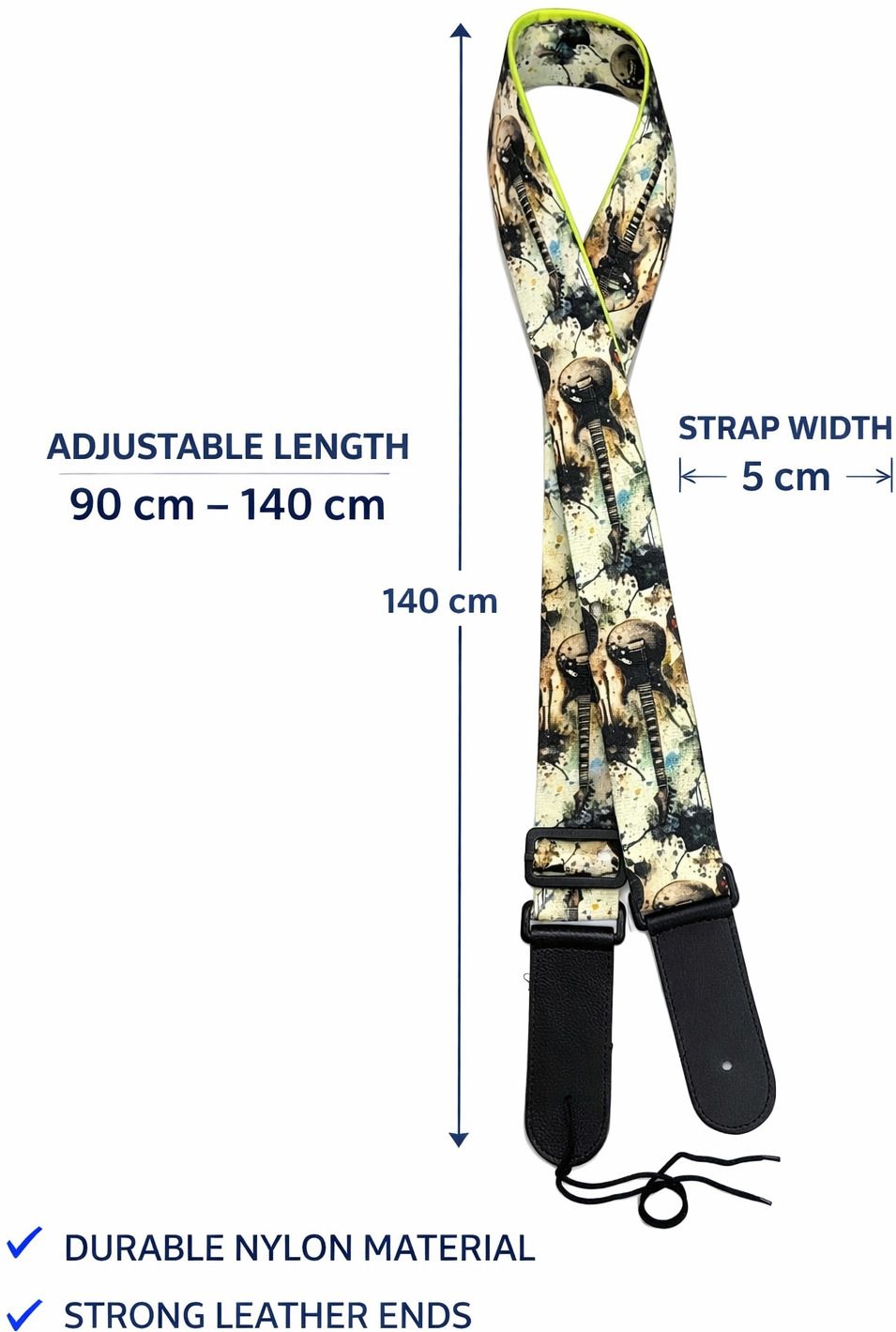 urban infotech Comfortable Shoulder Strap for Acoustic & Electric Guitar Polyester Strap-picture-26