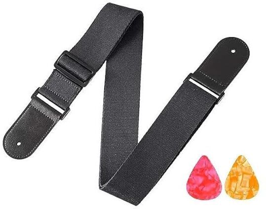 rythm enterprises Guitar Strap for Electric Acoustic Guitar Black Polyester Strap-picture-29