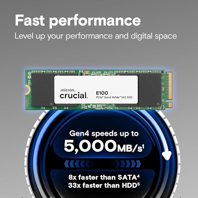 Crucial E100 / CT480E100SSD8 480 GB Desktop, Laptop Black / Green PCIe NVMe Internal Solid State Drive (SSD) (E100)-picture-24