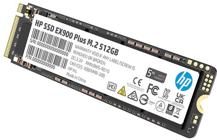 HP EX900 Plus 512GB NVMe M.2 GEN 3.0 X 4 PCIe 8Gb/s SSD 512 GB Laptop, Desktop, All in One PC's Black PCIe NVMe Internal Solid State Drive (SSD) (EX900 Plus 512GB,35M33AA#ACJ)
