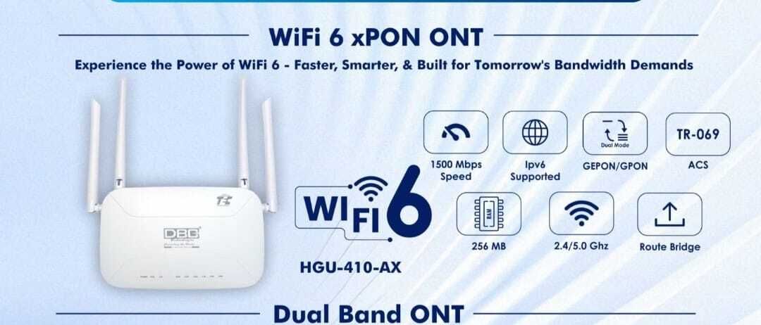 dbc WI FI 6 AX1500 XPON ONU WIFI 6 DUAL BAND Internal Modem