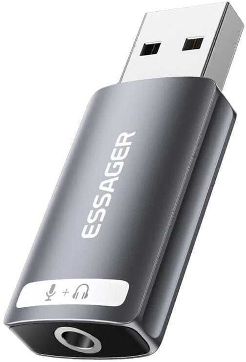 ESSAGER USB to Single 3.5mm Audio Adapter Headset External Stereo Sound Card Converter USB Internal Sound Card