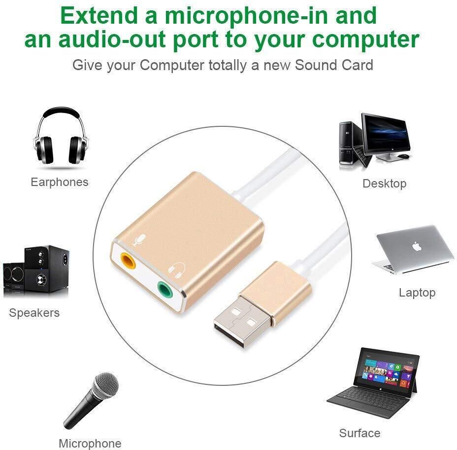 GENIUSGRAWTH USB Audio Adapter, External Sound Card PC and Laptop 3.5mm(1/8 inch) Headphone Yes Internal Sound Card-image-38
