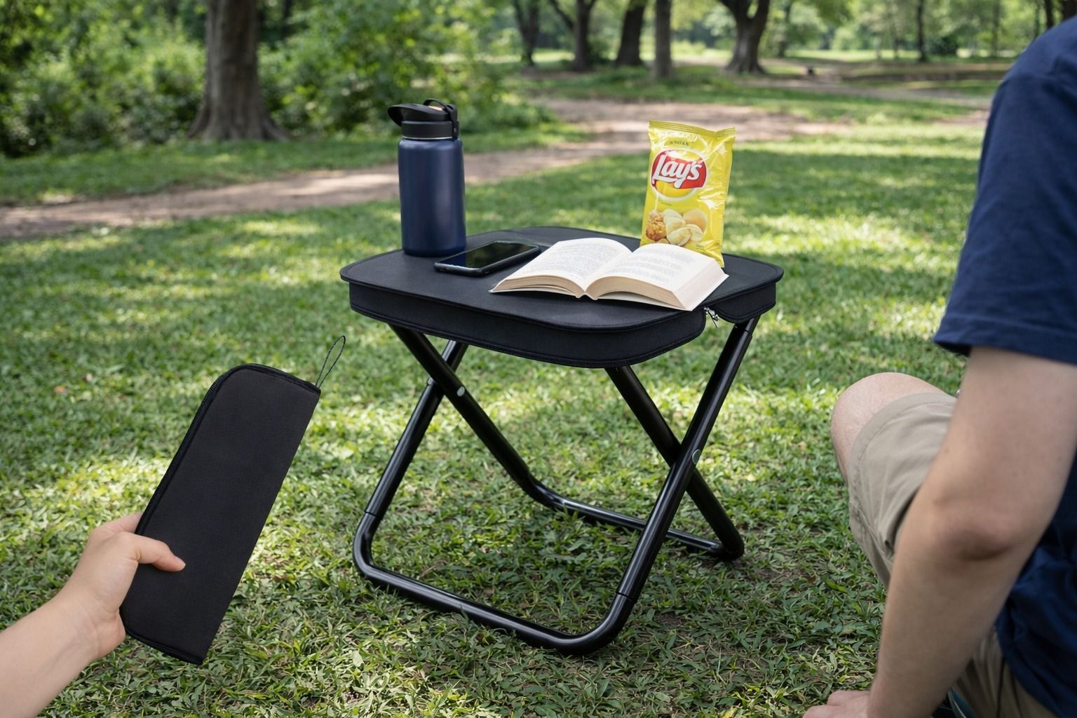 Portable Travel Folding Stool – Durable Fabric Seat & Stable Metal Legs Foldable Carbon Steel Inversion Chair-image-23