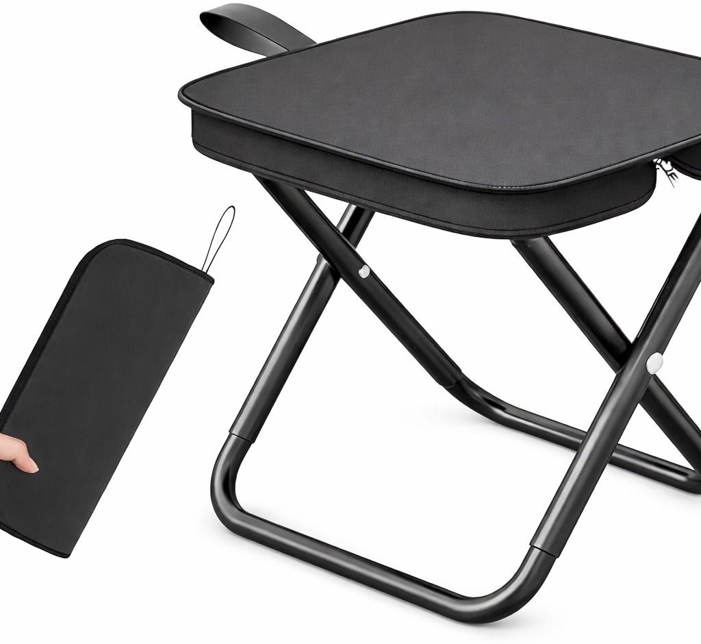 Compact Foldable Camping Stool – Strong Metal Frame, Easy to Carry with Pouch Foldable Carbon Steel Inversion Chair-image-38