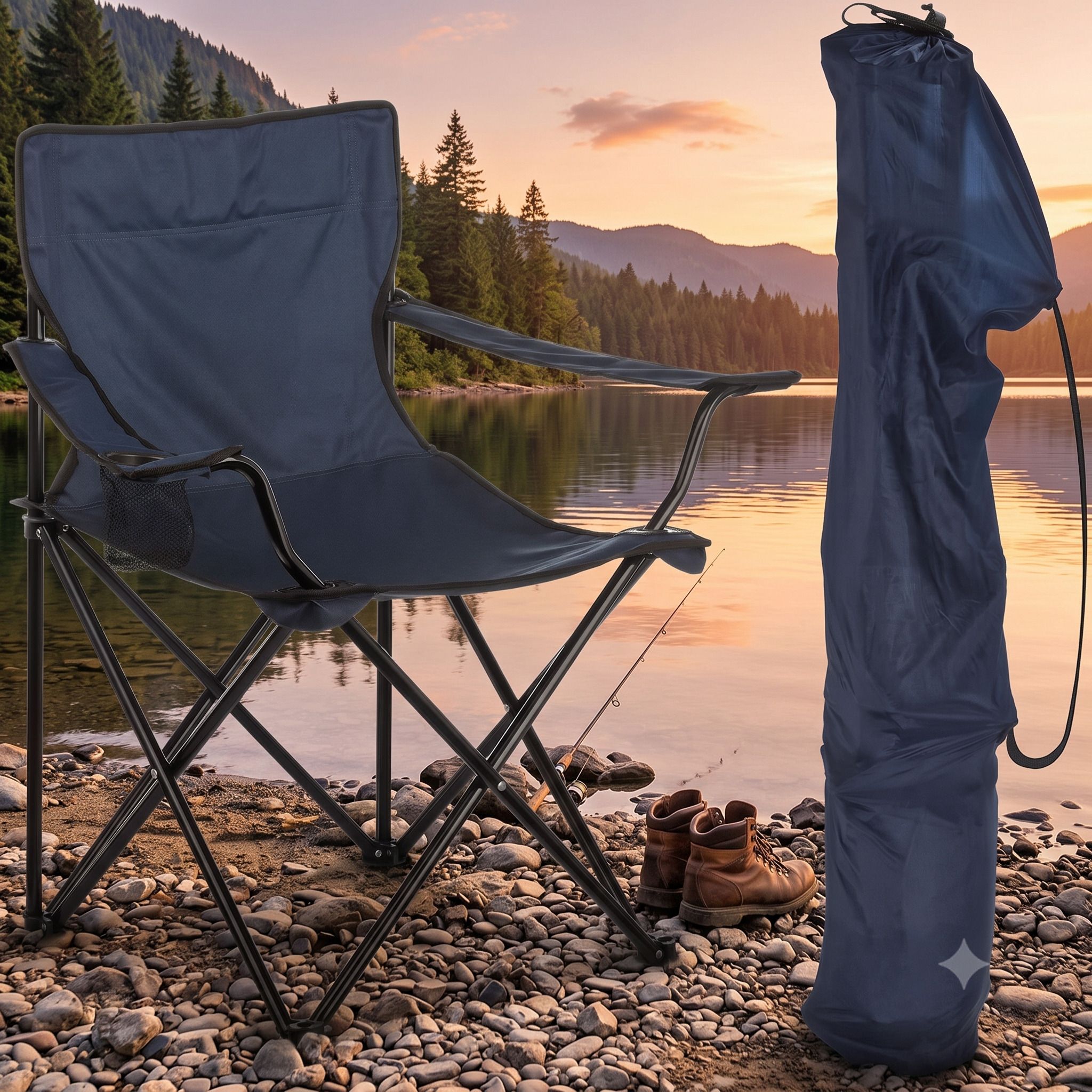 meplontradehub Portable Trekking Seat with Cup Holder and Travel Bag Foldable Carbon Steel Inversion Chair-picture-31
