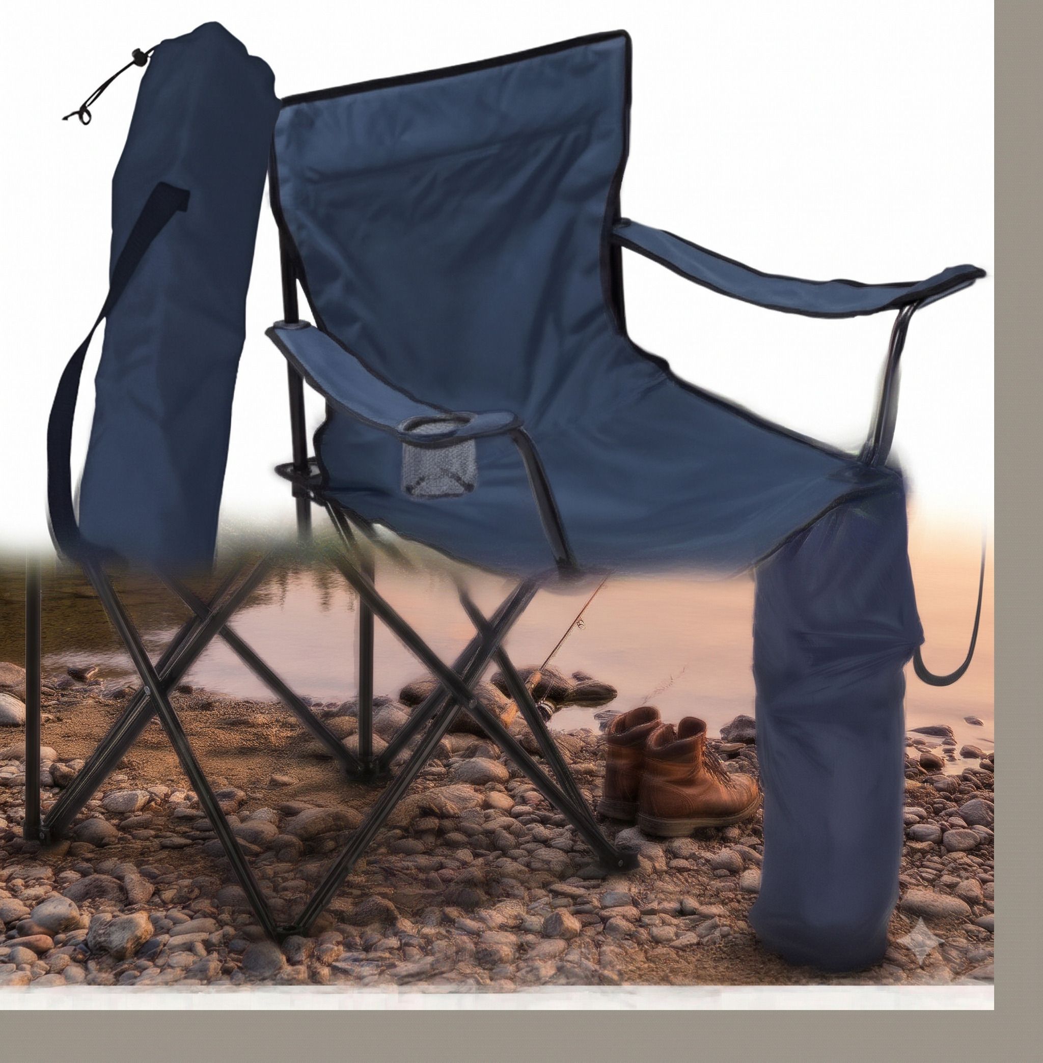 Portable Picnic Chair with Armrests and Storage Bag Foldable Steel, Polyester Inversion Chair-image-47