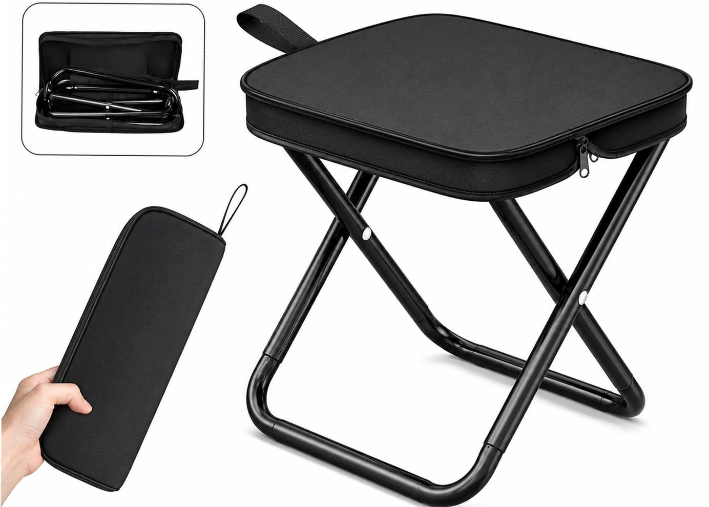 butee Heavy Duty Portable Camping Stool Folding Travel Seat for Outdoor Use Foldable Iron Inversion Chair-picture-14