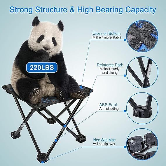 saivleen Folding Camping Stool, for Adults Fishing Hiking Gardening Foldable Steel Inversion Chair-picture-30