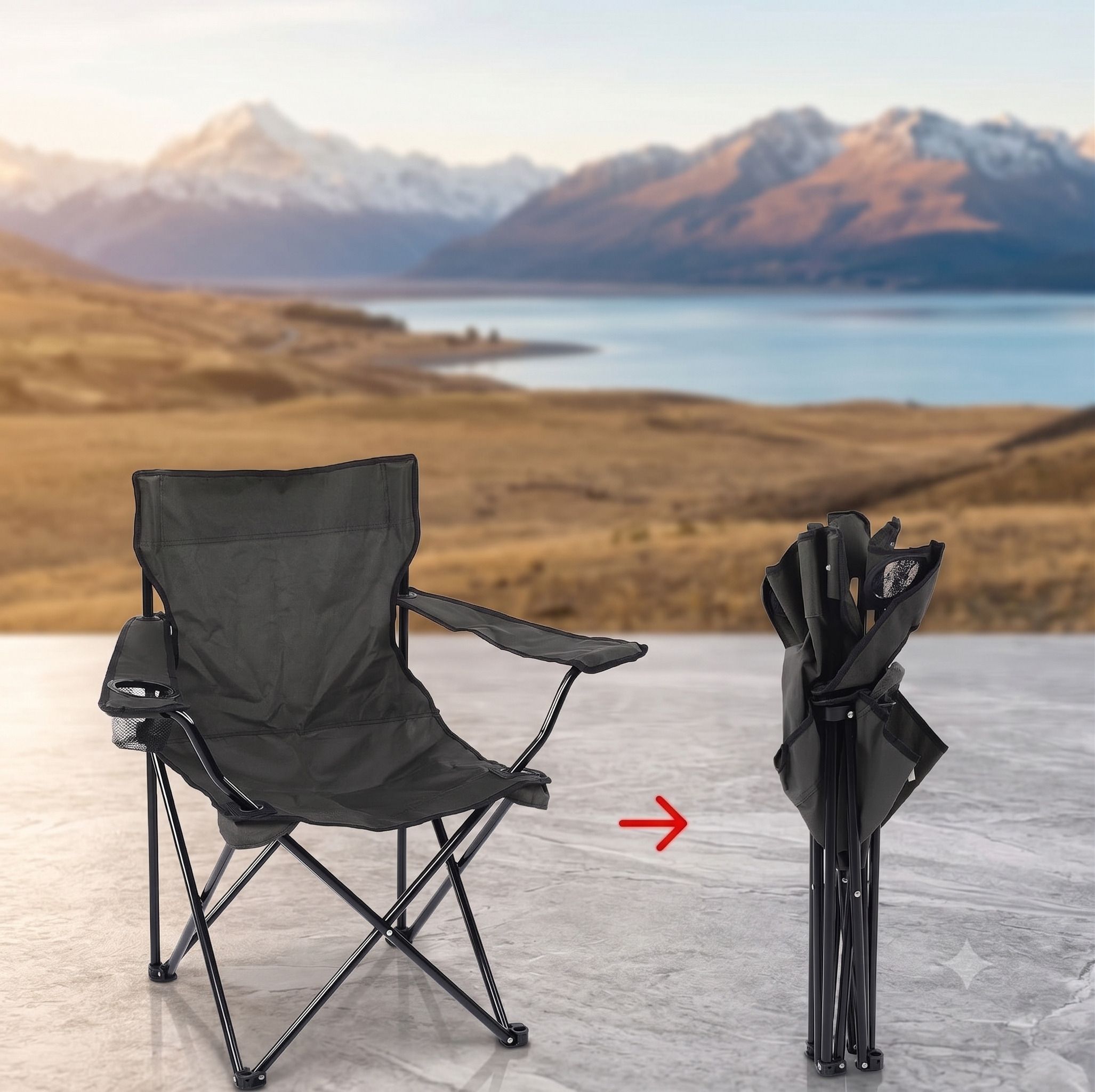 meplontradehub Heavy Duty Camp Chair for Trekking with Mesh Cup Holder & Carrying Case Foldable Steel, Polyester Inversion Chair-picture-48
