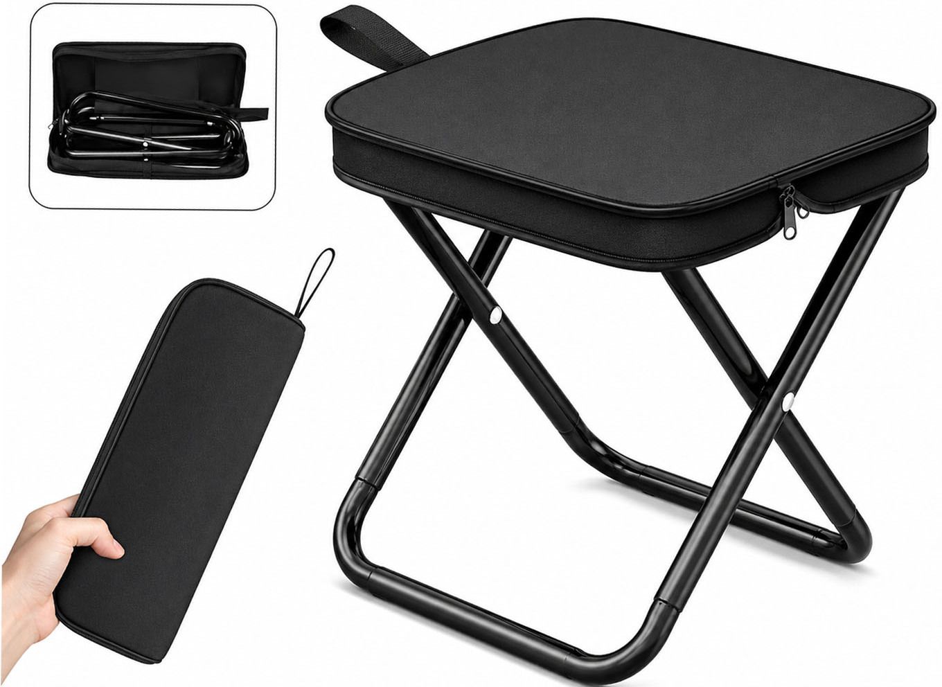 butee Foldable Metal Camping Stool with Durable Fabric and Carry Storage Bag Foldable Iron Inversion Chair-picture-17
