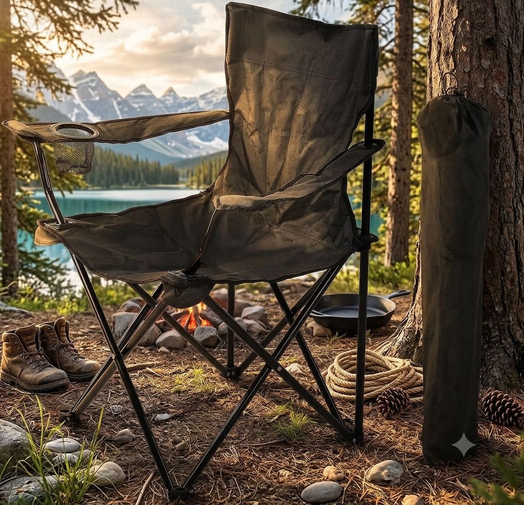 Collapsible Outdoor Chair with Cup Holder and Travel Bag Foldable Steel, Polyester Inversion Chair-image-19