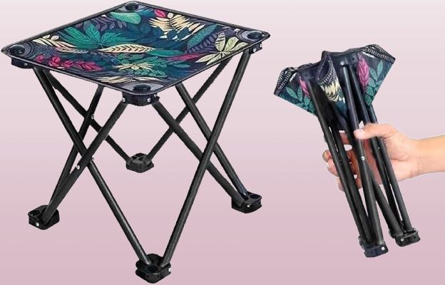heenfab Stool Mini Chair Outdoor Portable Seat Foldable Steel Inversion Table-picture-37