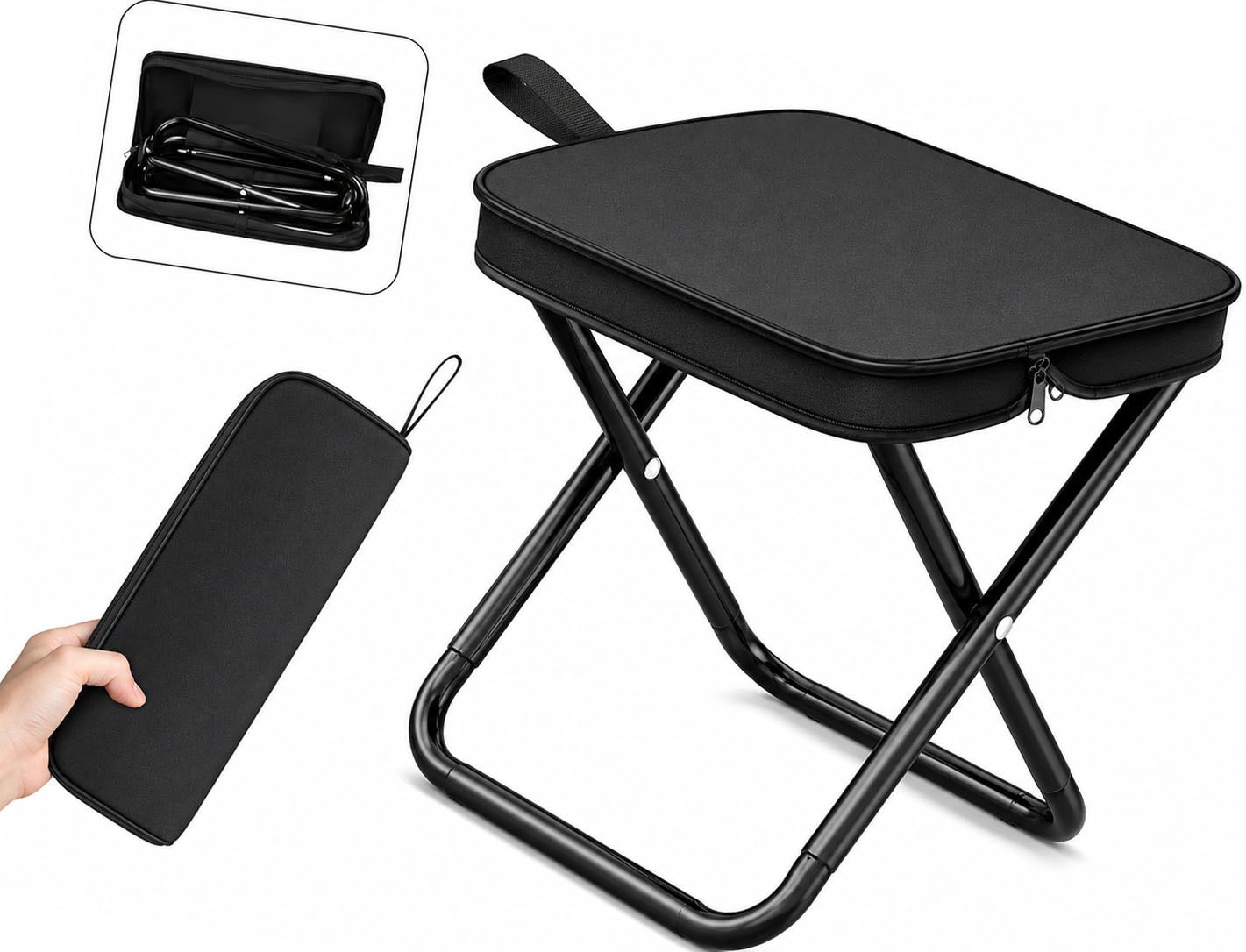Portable Folding Stool for Camping Picnic Hiking Fishing with Carry Bag Foldable Iron Inversion Chair-image-28