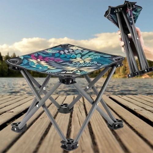 Folding Camp Stool, Portable Camping Stool Foldable Steel Inversion Table-image-21