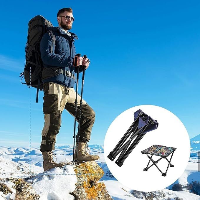 Mini Portable Folding Camping Stool with Oxford Cloth & Carry Bag Foldable Steel Inversion Chair-image-25