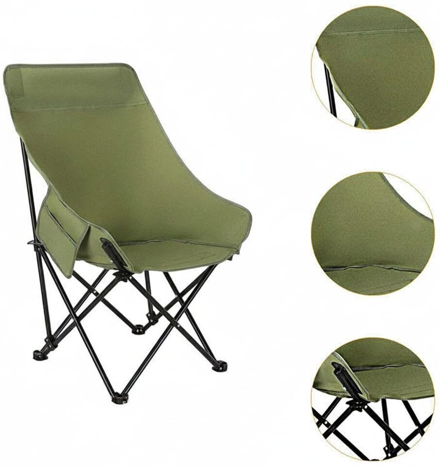 haiyun Foldable High-Back Moon Chair fo Outdoors | Heavy Duty Steel Frame (Green) Foldable Poly Steel Inversion Chair-picture-5
