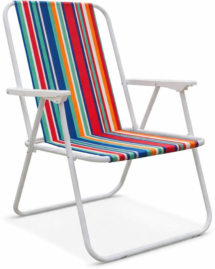 hacer Folding Beach Chair with Adjustable Pillow and Arm Rest, Rainbow Striped Foldable Nylon, Iron Inversion Chair-picture-5