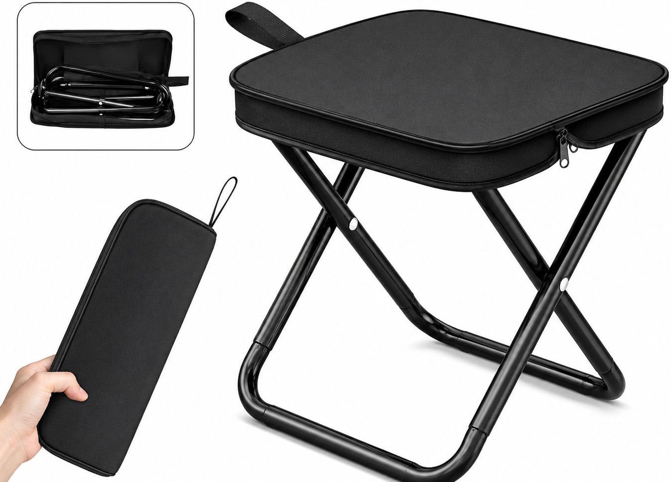 butee Foldable Travel Stool with Carry Case Lightweight Outdoor Camping Seat Foldable Iron Inversion Chair-picture-48