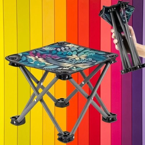 Mini Camping Foot Stool Outdoor Adult Hiking Fishing Beach Walking Chair Foldable Steel Inversion Table-image-39