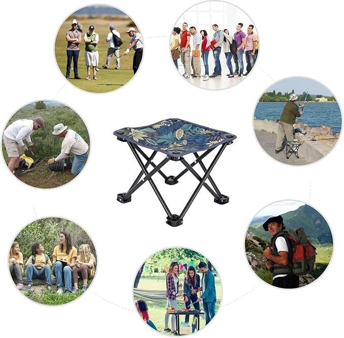 Portable Folding Camping Stool, Lightweight Compact Small Camp Stools Foldable Steel Inversion Chair-image-8