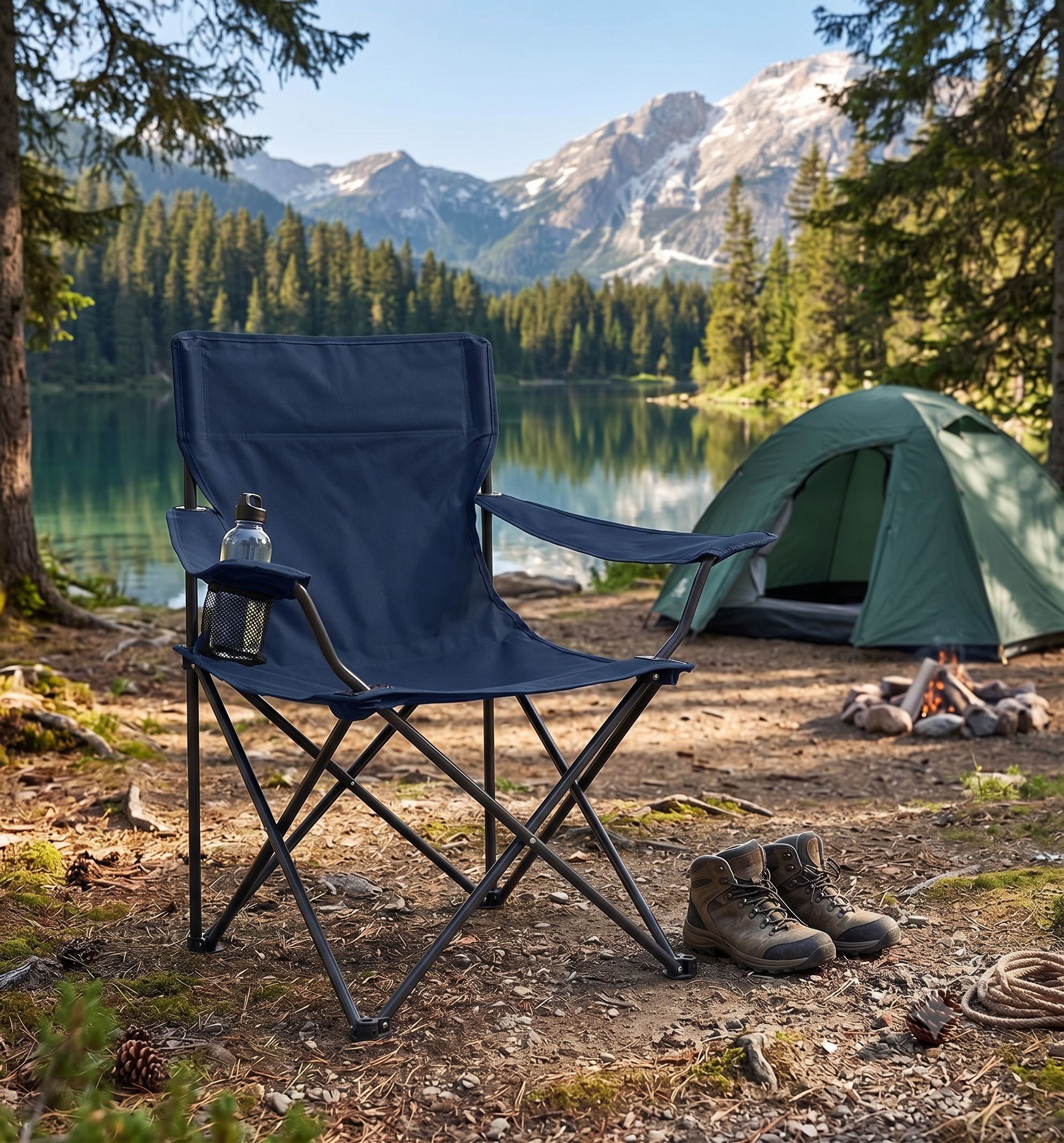 Compact Camping Chair with Armrests and Carry Bag Foldable Carbon Steel Inversion Chair-image-3