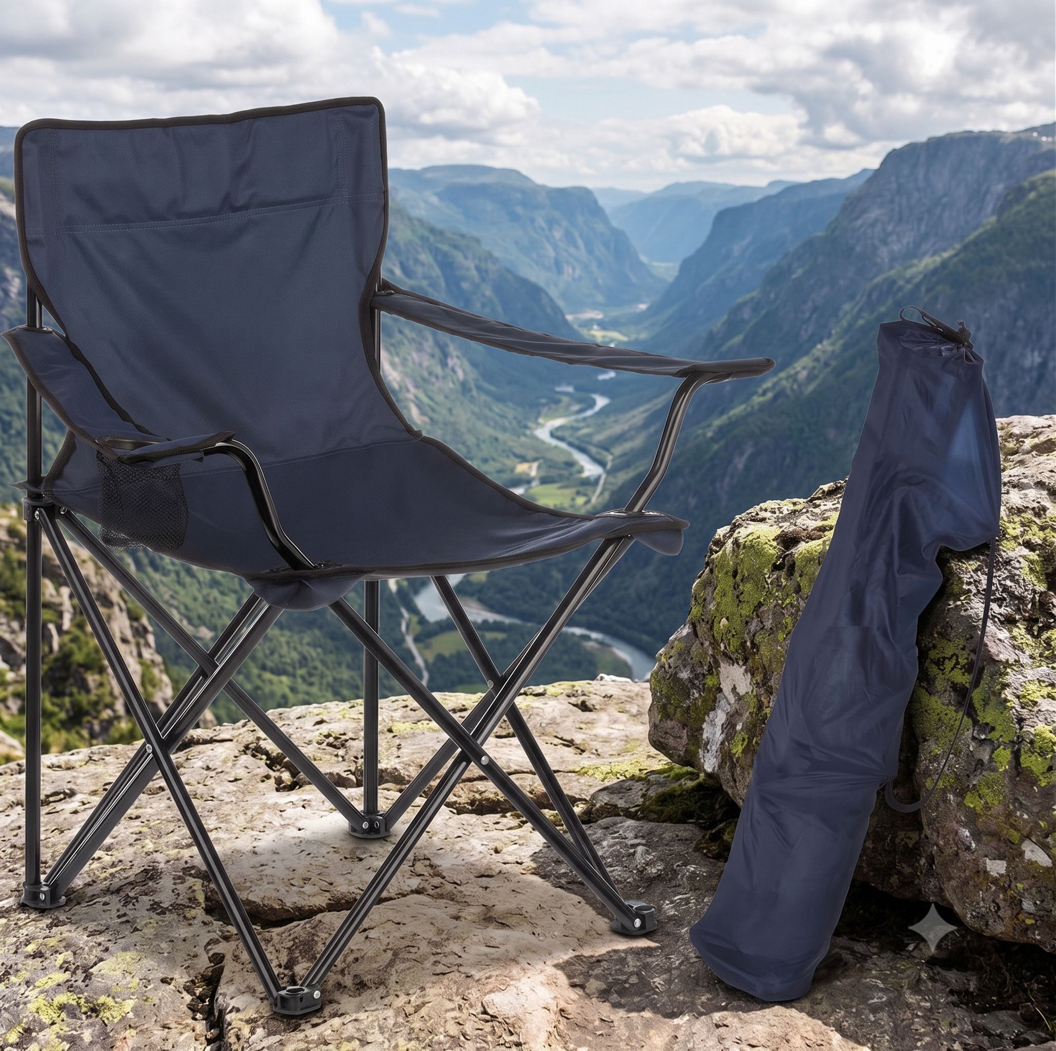 meplontradehub Hiking Chair, Foldable with Beverage Holder and Storage Case Foldable Carbon Steel Inversion Chair-picture-10