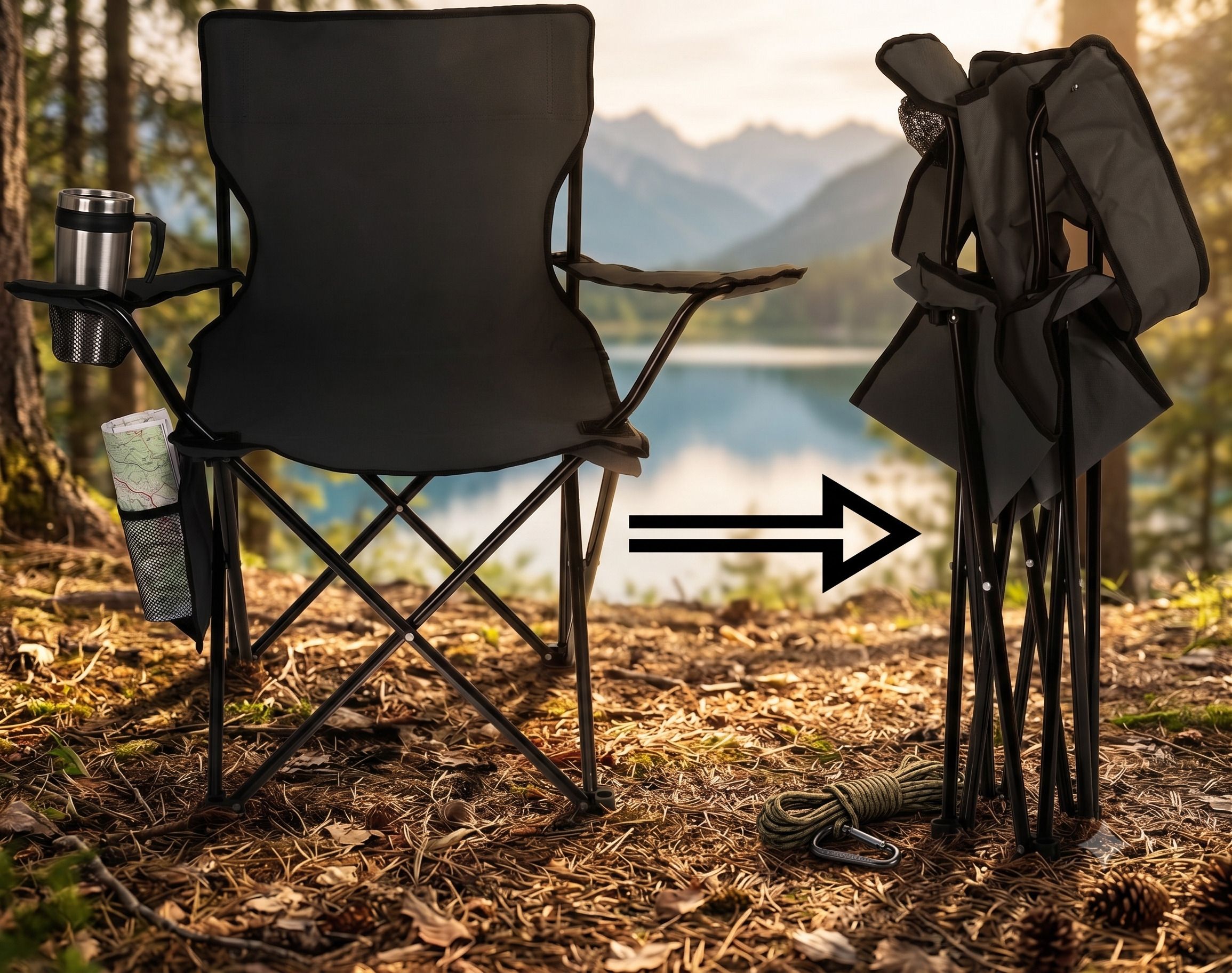 varnee Trekking Camp Chair, Heavy Duty with Beverage Holder and Storage Bag Foldable Steel, Polyester Inversion Chair-picture-17