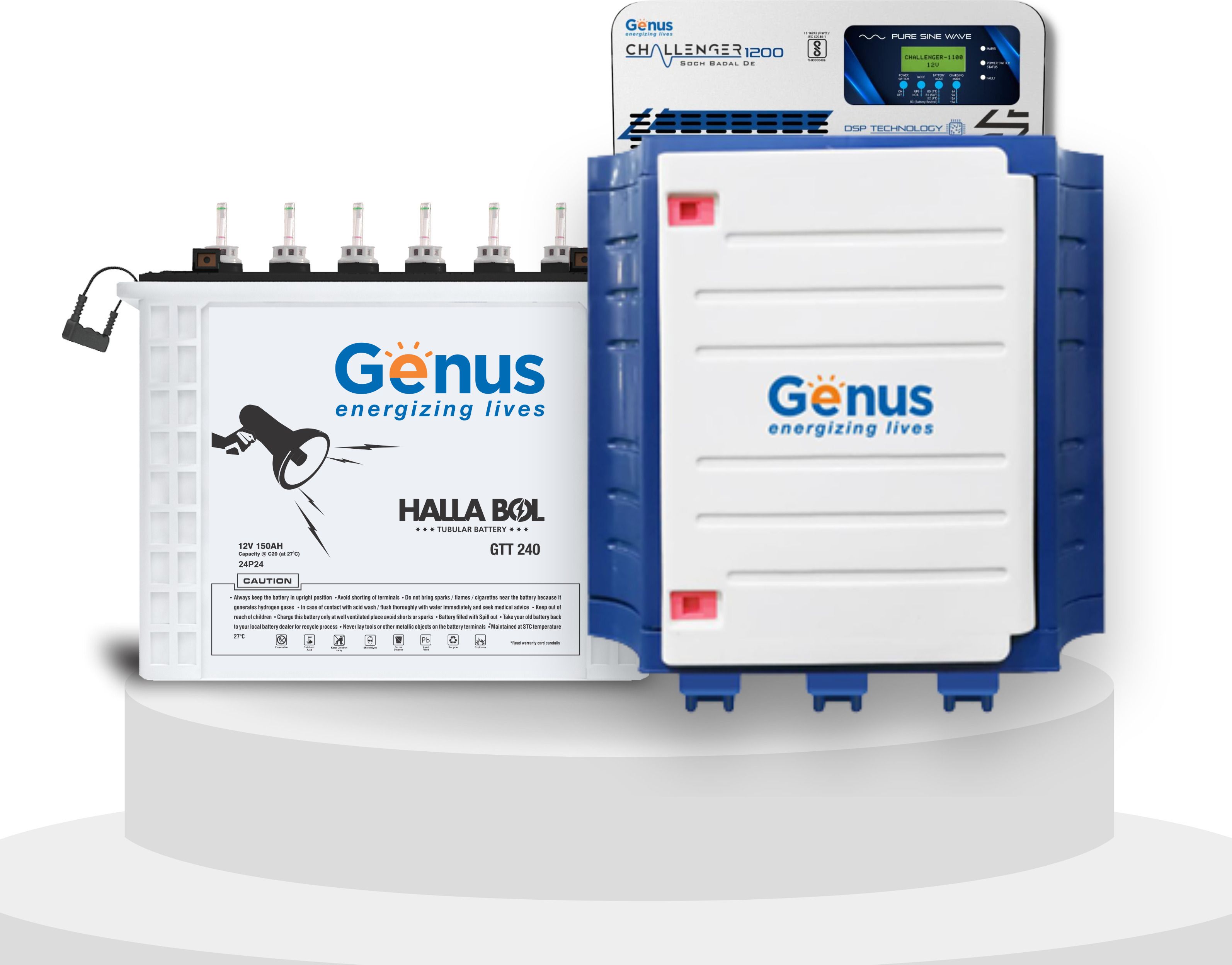 Challenger 1200 Pure Sine Wave 900VA Inverter with Trolley and 150Ah Tall Tubular Inverter Battery-image-12