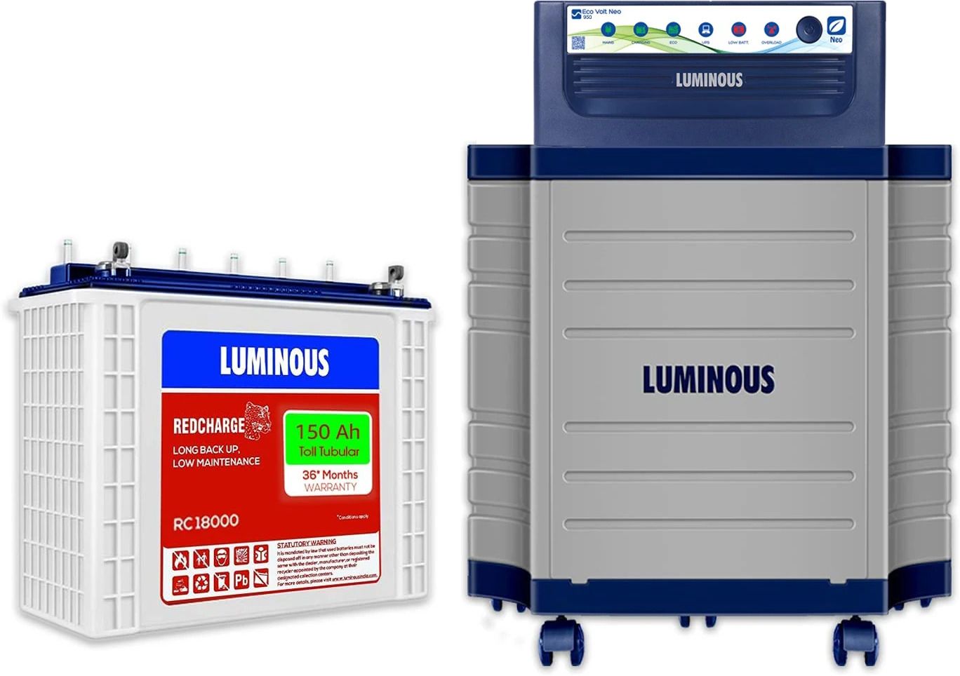 Eco Volt Neo 950 Pure Sine Wave Inverter With TX100L Trolley With Red Charge RC18000 150Ah Tall Tubular Inverter Battery-image-13
