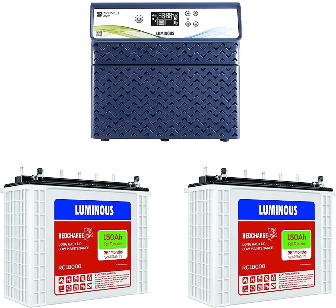 Optimus 2800With RC18000 (2No) Tubular Inverter Battery-image-29